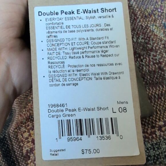 NWT Prana Double Peak E-Waist Shorts In Cargo Green Size L - Picture 5 of 11